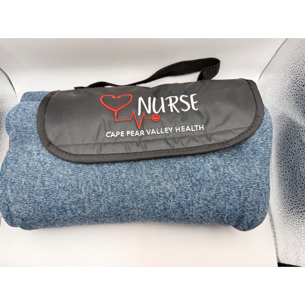 Nurse Cape Fear Valley Health Roll Up Picnic Blanket Blue Heather Carry Handle